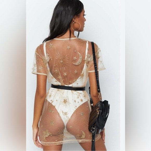 Field Day Mesh Dress Gold Glitter – Beginning Boutique - Picture 2 of 4